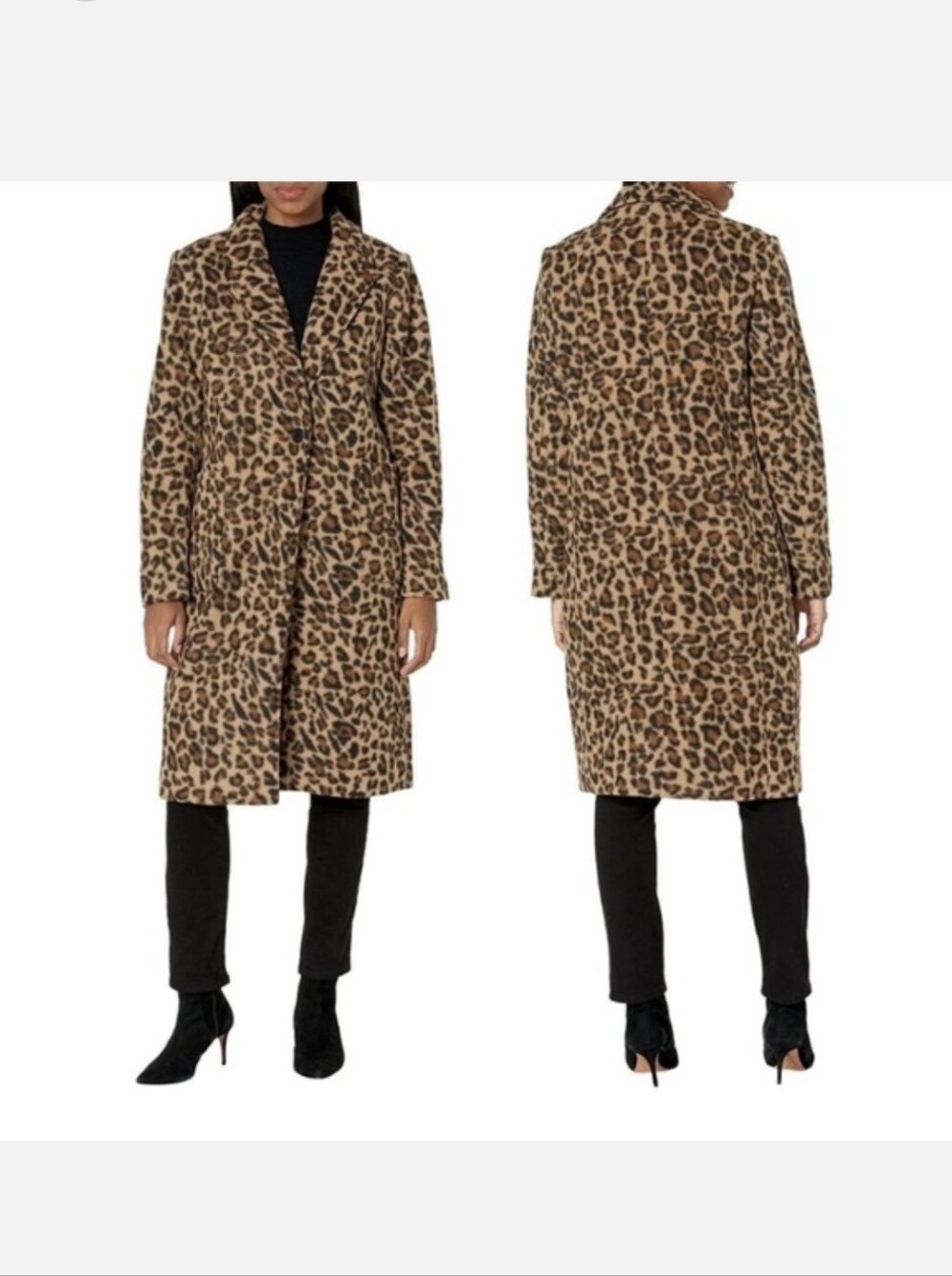 NVLT Animal Leopard Print Single Breasted Fall/Winter Coat